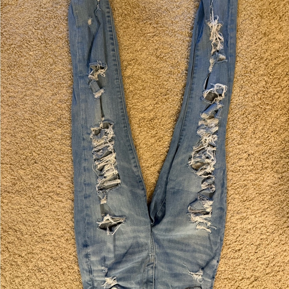 American Eagle Outfitters Sky Blue Ripped Jeggings